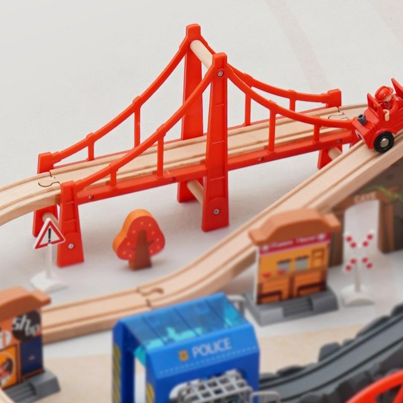 Bigjigs Rail Wooden Double Suspension Bridge Set  |  Wood & Jumbo Blocks Building Blocks & Sets Wood & Jumbo Blocks