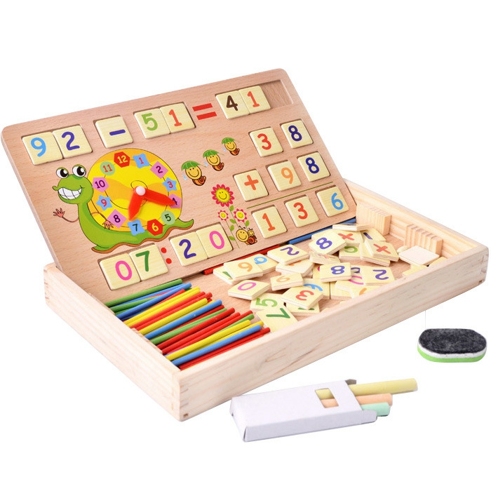 Bio Toys Math School – Educational Wooden Activity Set  |  Math, Counting & Time Learning & Development Math, Counting & Time