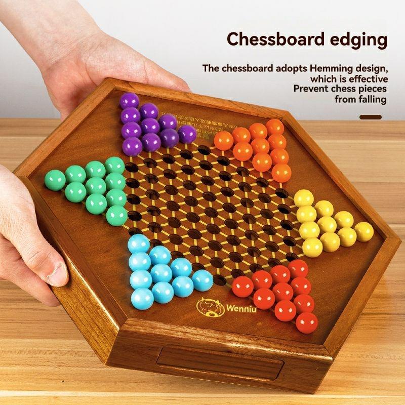 Classic Game Collection 12-Inch Wooden Chinese Checkers Set With Marbles  |  Board Games Board Games Board Games