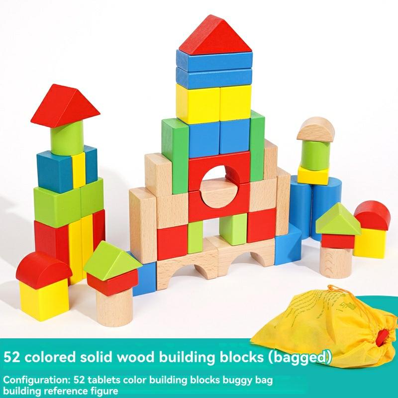 Hape 50-Piece Maple Wood Kids Building Blocks Set – Colorful Stacking Blocks  |  Wood & Jumbo Blocks Building Blocks & Sets Wood & Jumbo Blocks