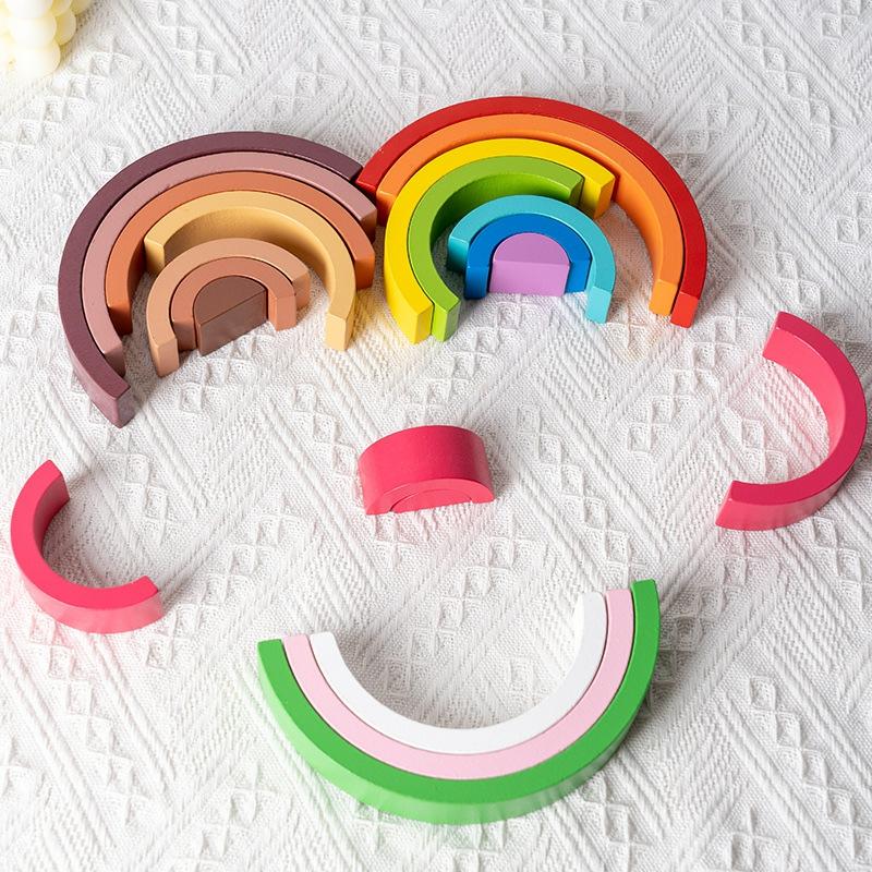 Kinderfeets Rainbow Large Wooden Arches – 12 Handmade Nesting Pieces  |  Wood & Jumbo Blocks Building Blocks & Sets Wood & Jumbo Blocks