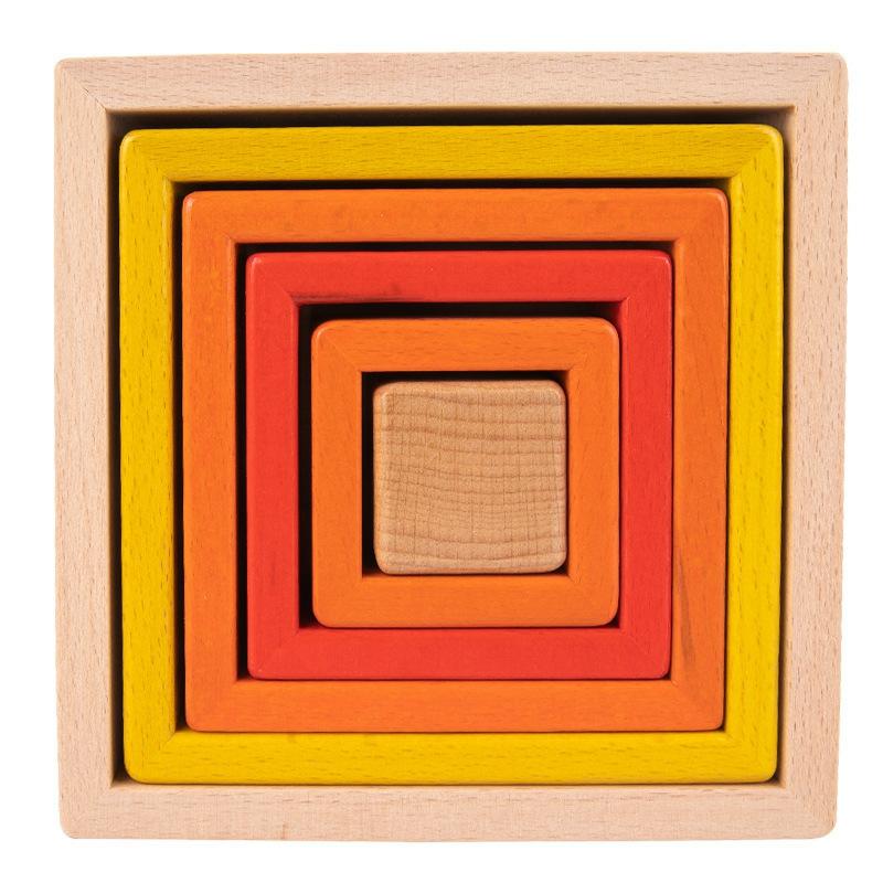 Tickit Wooden Rainbow Architect Squares – 7 Piece Nesting Set  |  Wood & Jumbo Blocks Building Blocks & Sets Wood & Jumbo Blocks