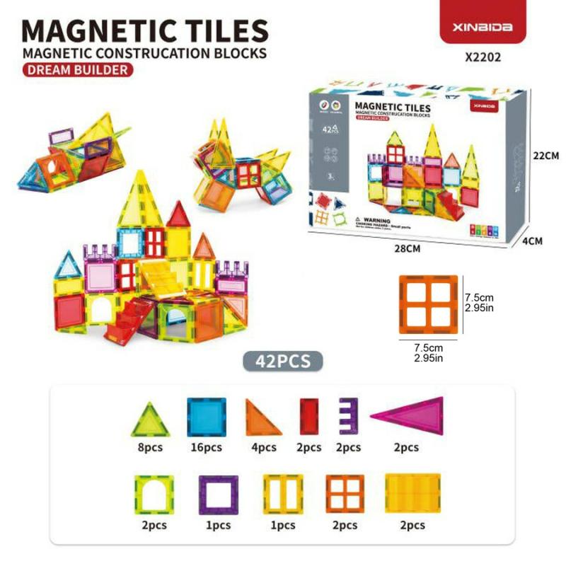 Picassotiles Magnetic Building Tiles 82-Piece Creative Play Set  |  Magnetic Tiles & Building Sets